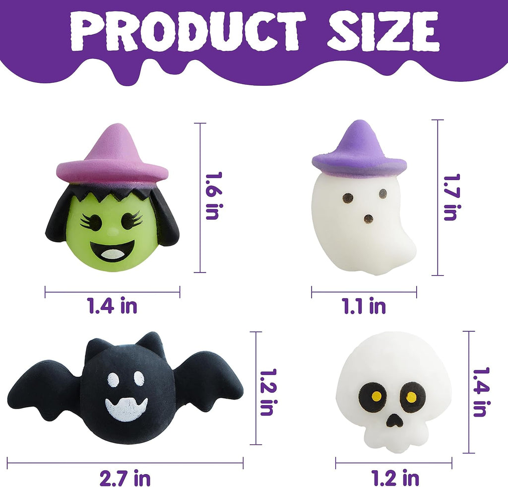 36 Pcs Halloween Mochi Squishy Toy in Blind Bags with 12 Characters for Stress Relief, Halloween Mystery Toy Surprise Bag for Kids Trick or Treating, Party Favors Supplies, Goodie Fillers