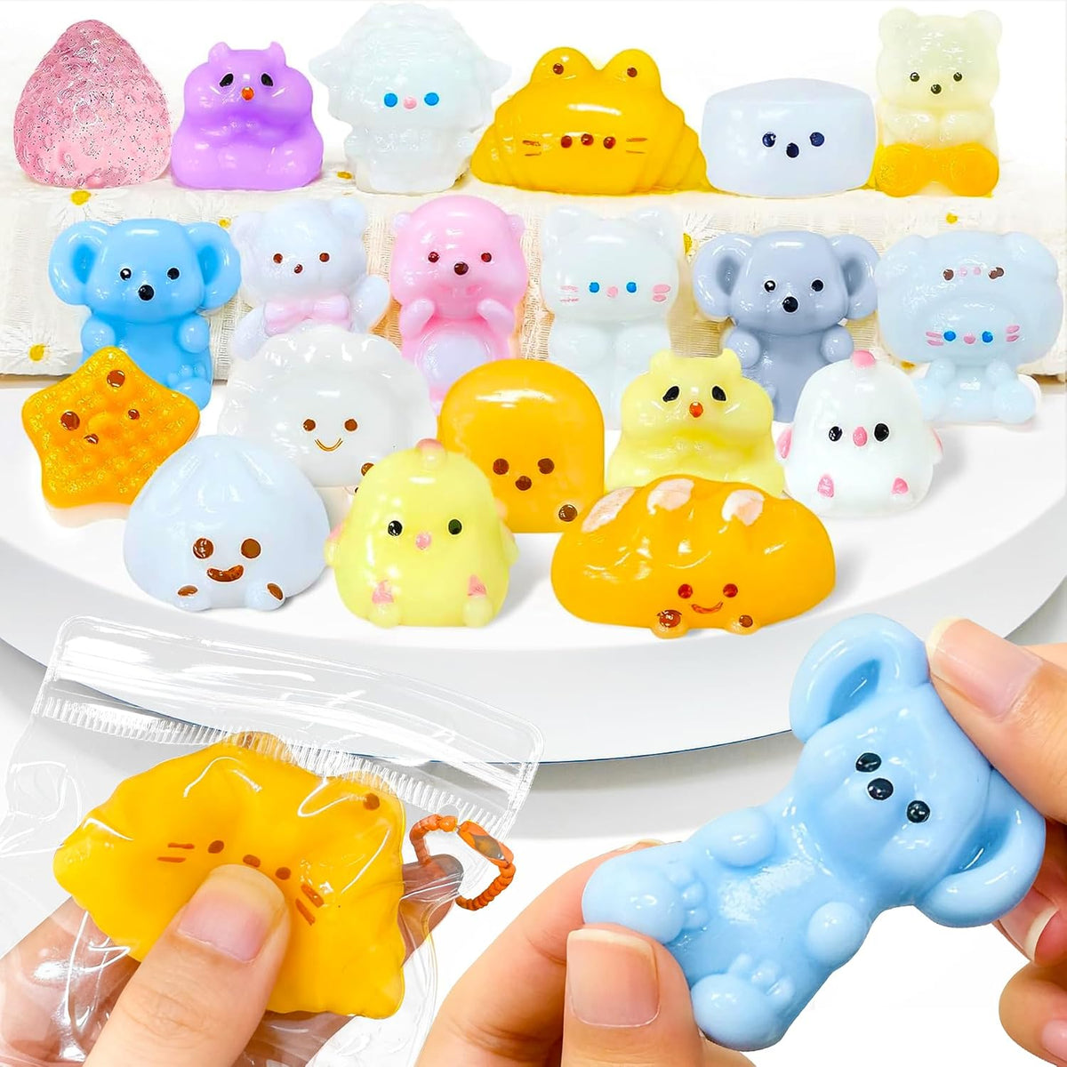 20Pc Taba Squishy Toys Kit,Fidget Toys for Kids 8-12 and Adults,Taba Squishies with Keychain,Mini Squishy Stress Relief for Easter Basket Stuffers Party Favors(Random)