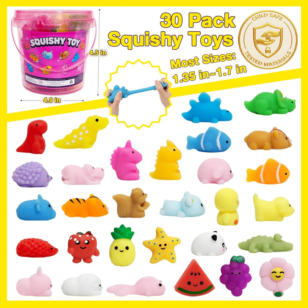 30 Pack Mochi Squishy Toys, Cute Mini Squishies Party Favors for Kids 3-5 4-8 8-12 Boys Girls, Classroom Treasure Box Prizes, Easter, Goodie Bag Stuffers, Stress Relief Sensory Fidget Toys