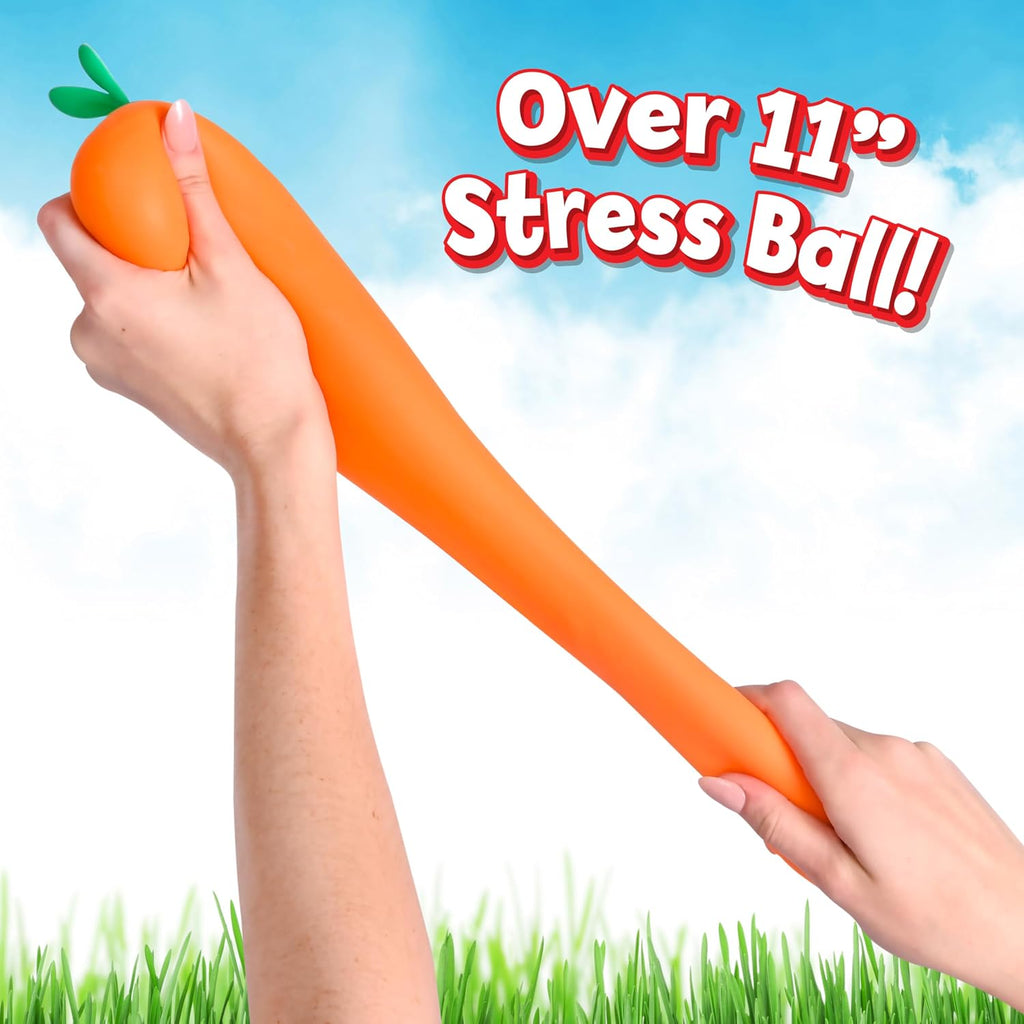 Toymendous Squishy Carrot – Jumbo 11.5 Inch Squishy Vegetable | Giant Stress Relief Toy | Fidget Sensory Food Fun for Kids, Teens & Adults | Thermoplastic Rubber TPR, 11.5 in Length, Orange, Food Theme, Squeeze Stretch Twist, Shape Memory, 0.86 Lb