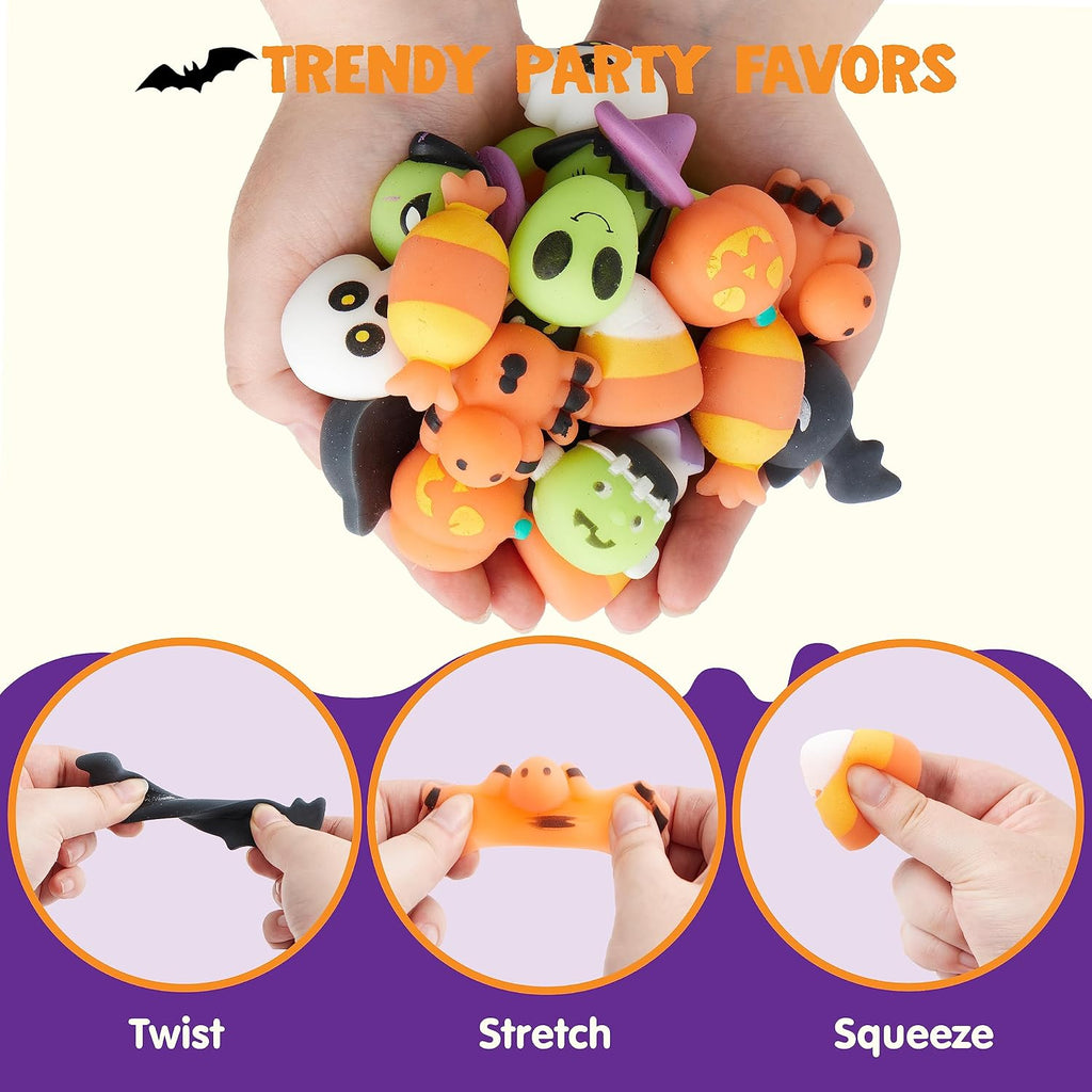 36 Pcs Halloween Mochi Squishy Toy in Blind Bags with 12 Characters for Stress Relief, Halloween Mystery Toy Surprise Bag for Kids Trick or Treating, Party Favors Supplies, Goodie Fillers