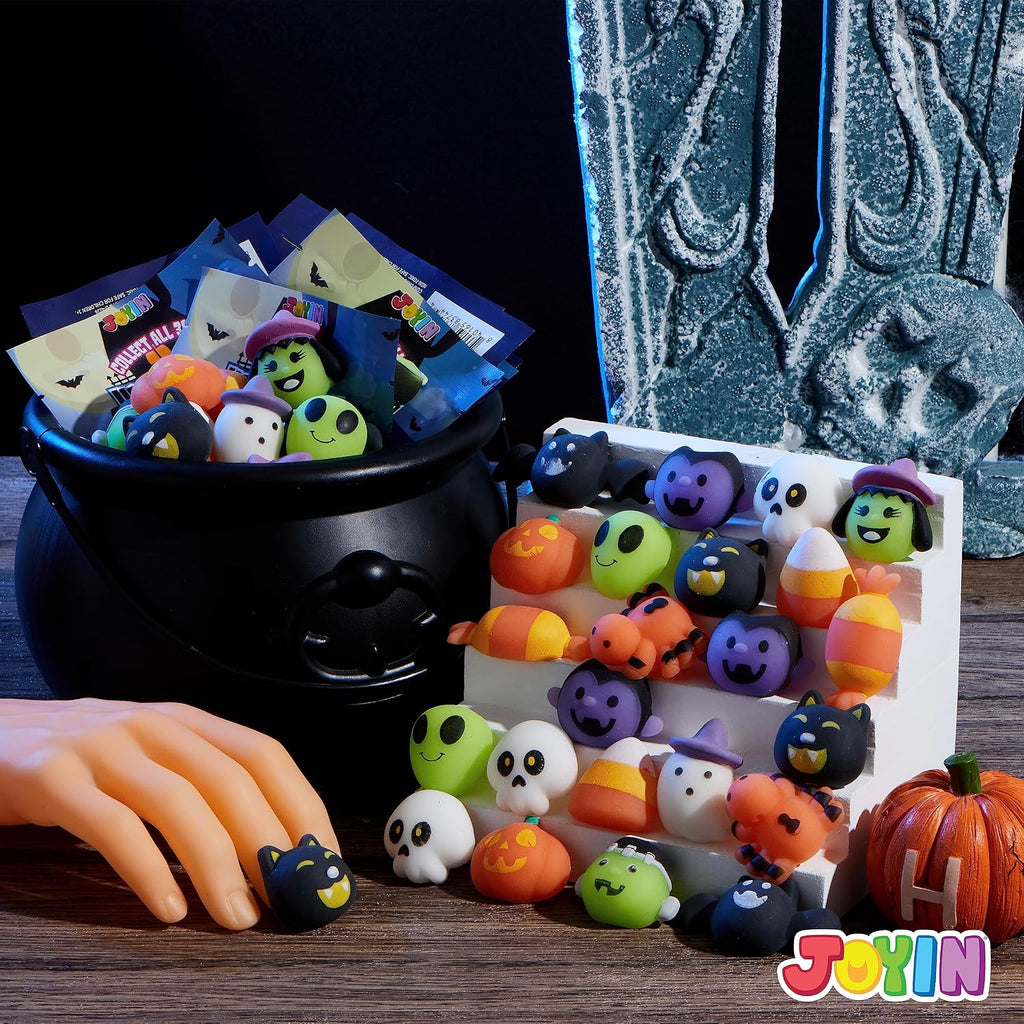 36 Pcs Halloween Mochi Squishy Toy in Blind Bags with 12 Characters for Stress Relief, Halloween Mystery Toy Surprise Bag for Kids Trick or Treating, Party Favors Supplies, Goodie Fillers
