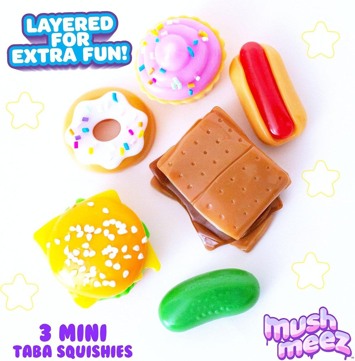 Yummy Mini Taba Squishies - Squish, Squeeze, Great for Stress Relief - Sensory / Fidget Play Food Squishy Toys for Kids and Adults, 3 Pack, 1.5"