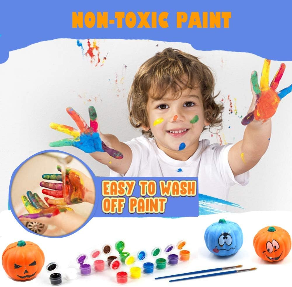 Halloween Crafts Paint Your Own Squishy Pumpkin 6 Pack Slow Rising Pumpkin with Decorating Stickers Kids Crafts for Halloween Thanksgiving Party Favors
