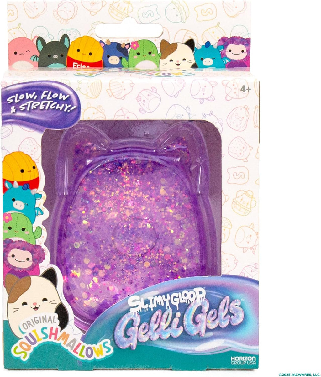 Original Squishmallows™ SLIMYGLOOP Purple Gelli Gels, Slow Rising Sensory Squeeze Toy with Glitter, Gel Filled Fidget Toys