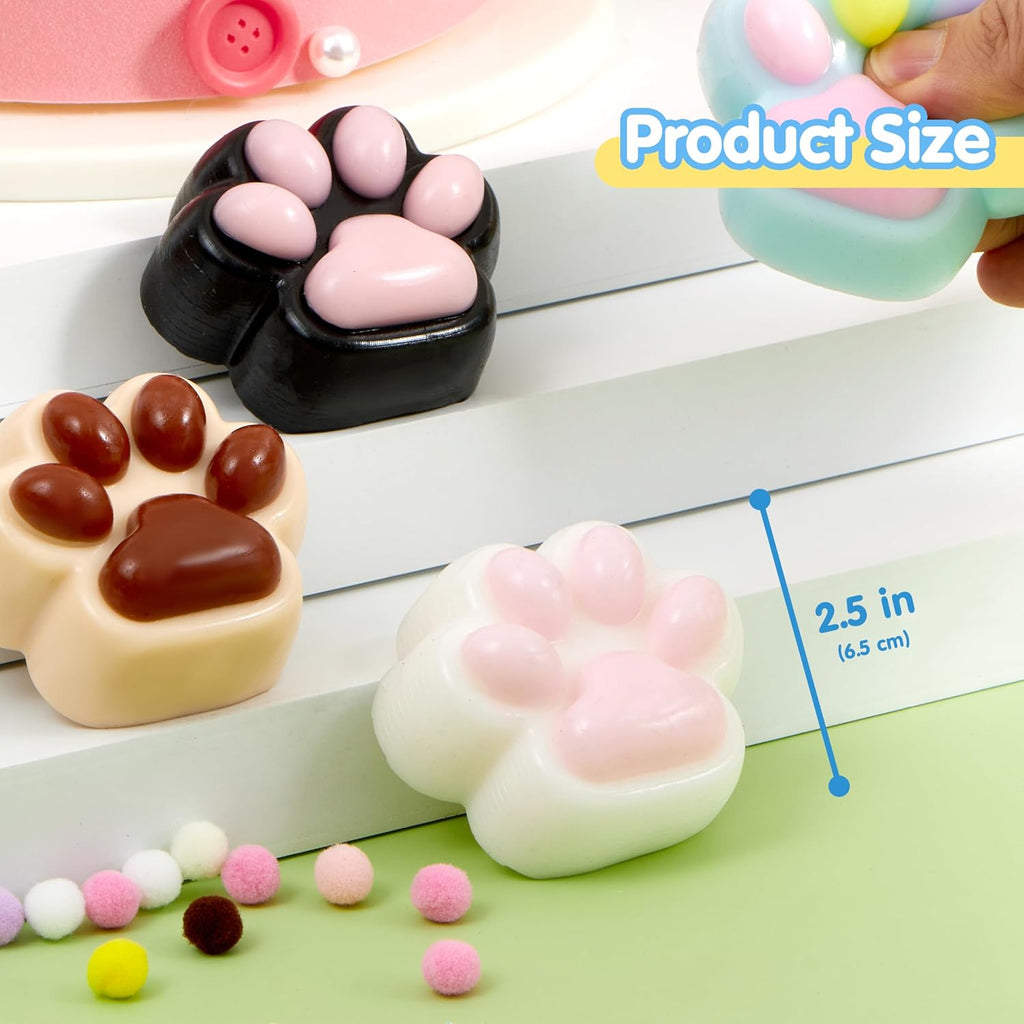 4 Pcs Taba Paw Squeeze Toys, Colorful Kawaii Mochi Fufu Squishy Toys, Cat Paw Taba Fidget Toys for Party Favors, Gifts for Adults Kids