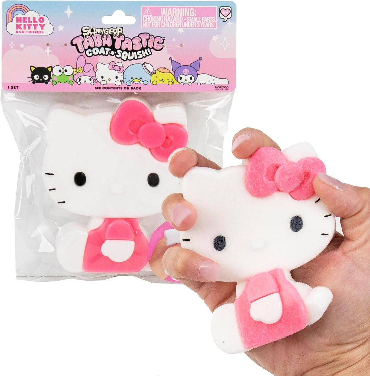 Hello Kitty® and Friends SLIMYGLOOP Taba Tastic™, Sanrio Taba Squishy Making Kit for Kids with Ultra Soft Hello Kitty Squeeze Toy & Flocking Fiber, Cute Sensory Bin Filler Sensory Toys for Kids