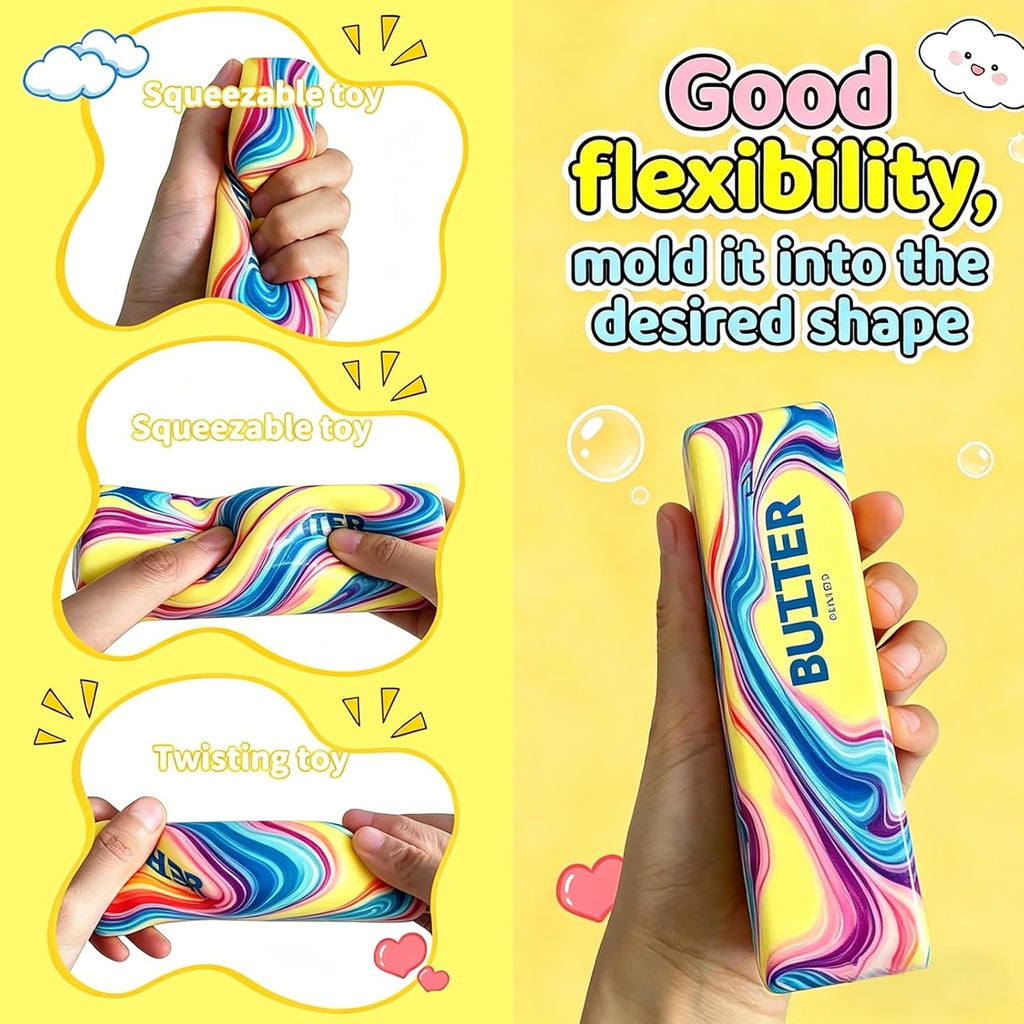2 Packs Slow Rising Butter Squishy, Squishies Butter Squeeze Toys Pack Sensory Stress Relief Soft & Stretchy Fidget Toy for Party Favors Squishy Butter