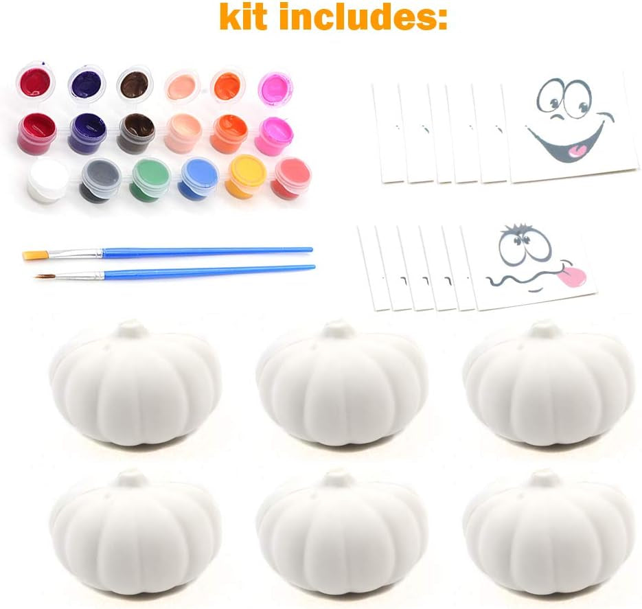 Halloween Crafts Paint Your Own Squishy Pumpkin 6 Pack Slow Rising Pumpkin with Decorating Stickers Kids Crafts for Halloween Thanksgiving Party Favors