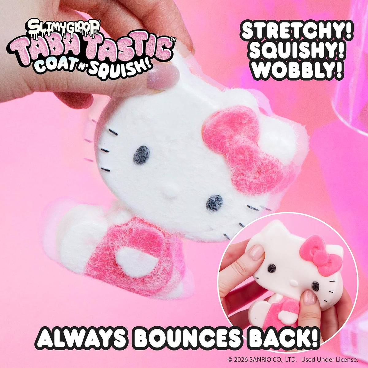 Hello Kitty® and Friends SLIMYGLOOP Taba Tastic™, Sanrio Taba Squishy Making Kit for Kids with Ultra Soft Hello Kitty Squeeze Toy & Flocking Fiber, Cute Sensory Bin Filler Sensory Toys for Kids