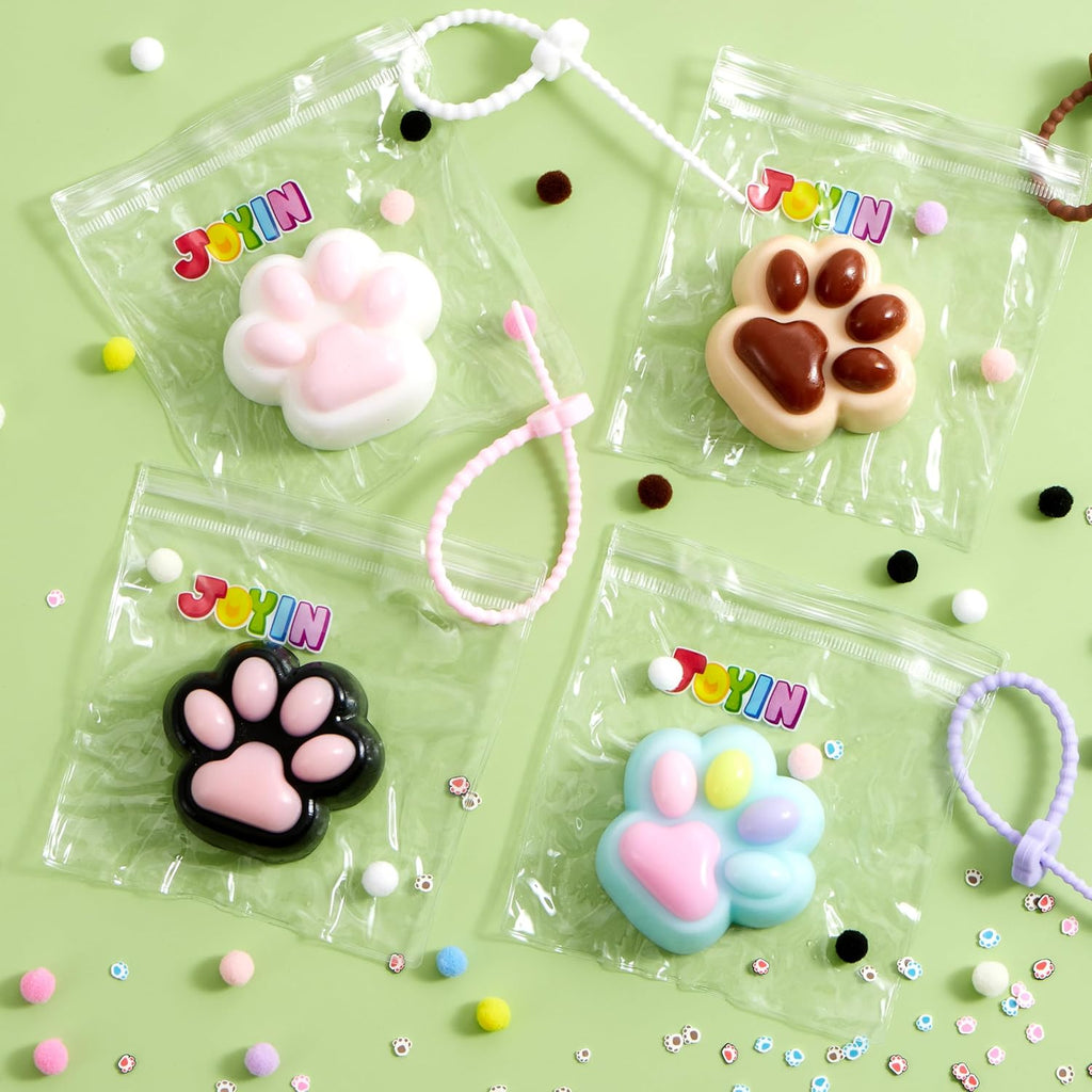 4 Pcs Taba Paw Squeeze Toys, Colorful Kawaii Mochi Fufu Squishy Toys, Cat Paw Taba Fidget Toys for Party Favors, Gifts for Adults Kids