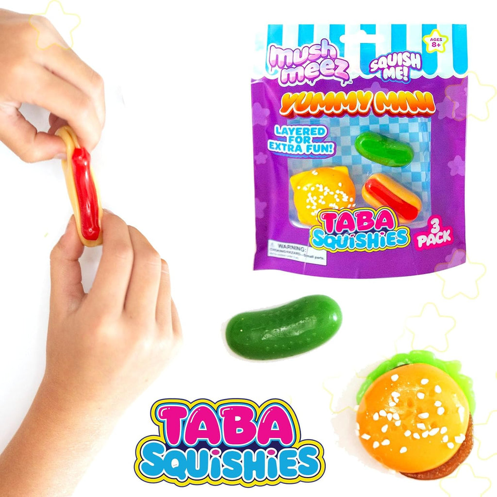 Yummy Mini Taba Squishies - Squish, Squeeze, Great for Stress Relief - Sensory / Fidget Play Food Squishy Toys for Kids and Adults, 3 Pack, 1.5"