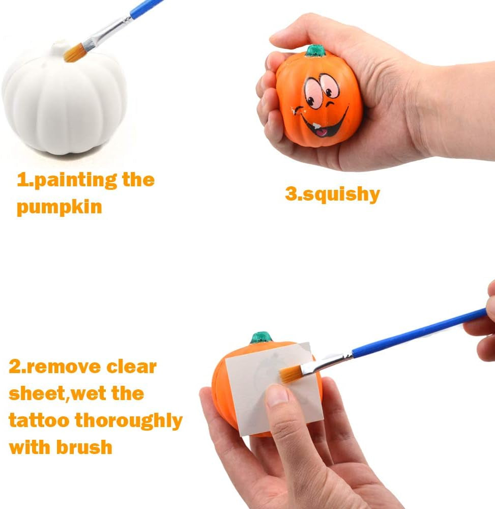 Halloween Crafts Paint Your Own Squishy Pumpkin 6 Pack Slow Rising Pumpkin with Decorating Stickers Kids Crafts for Halloween Thanksgiving Party Favors