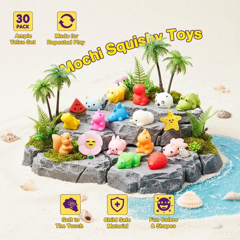 30 Pack Mochi Squishy Toys, Cute Mini Squishies Party Favors for Kids 3-5 4-8 8-12 Boys Girls, Classroom Treasure Box Prizes, Easter, Goodie Bag Stuffers, Stress Relief Sensory Fidget Toys