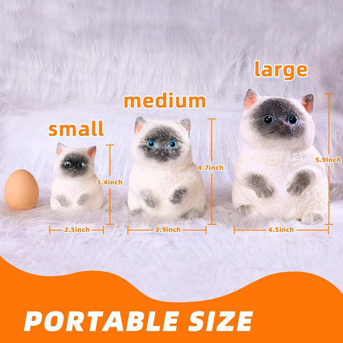 Big Taba Squishy Cat, Handmade Large Cat Taba Toys, Stress Relief, Funny, Cute Soft Cat Squishy Stress Toy Gifts.(Medium Siamese Cat)