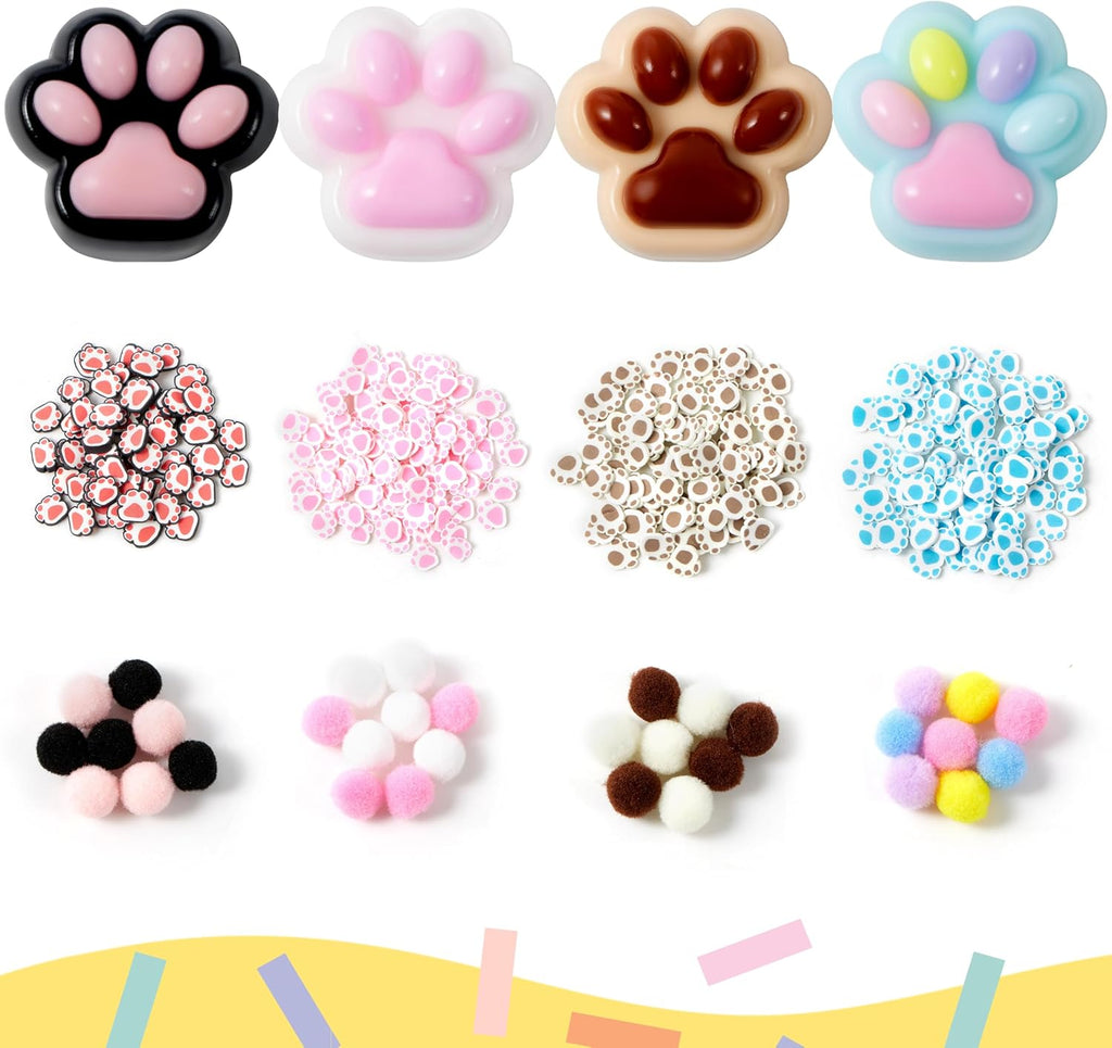 4 Pcs Taba Paw Squeeze Toys, Colorful Kawaii Mochi Fufu Squishy Toys, Cat Paw Taba Fidget Toys for Party Favors, Gifts for Adults Kids