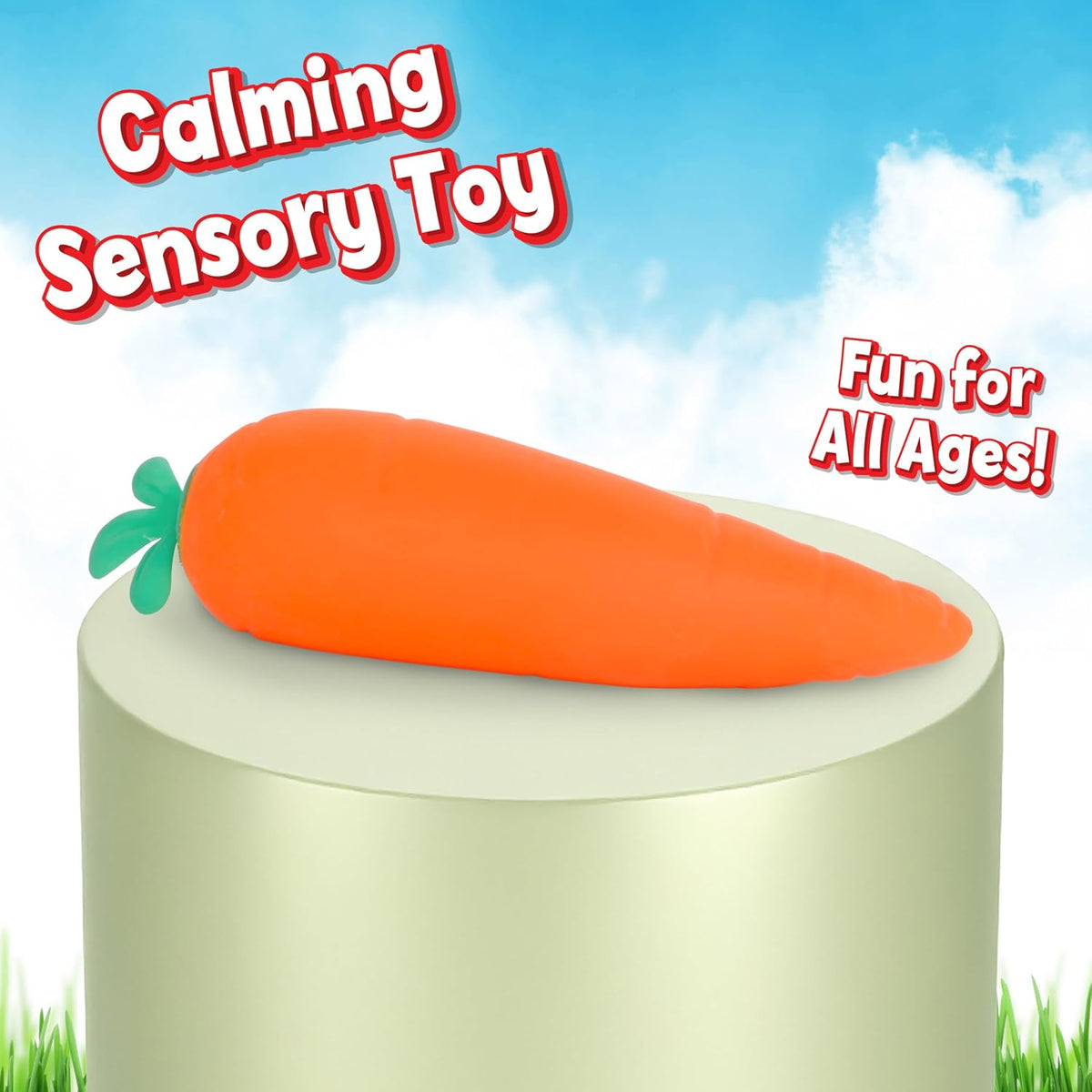 Toymendous Squishy Carrot – Jumbo 11.5 Inch Squishy Vegetable | Giant Stress Relief Toy | Fidget Sensory Food Fun for Kids, Teens & Adults | Thermoplastic Rubber TPR, 11.5 in Length, Orange, Food Theme, Squeeze Stretch Twist, Shape Memory, 0.86 Lb